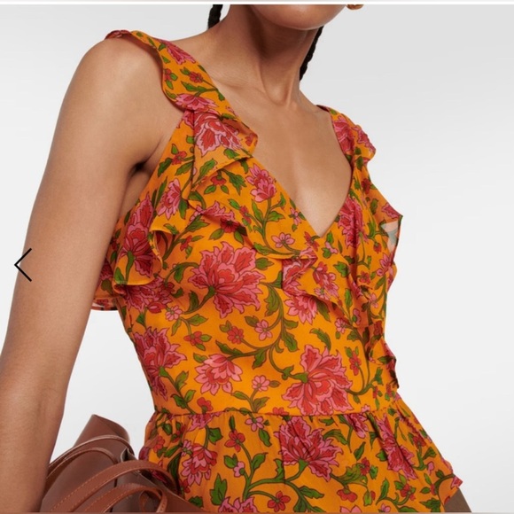 Veronica Beard designer Randa blouse 100% silk orange floral size 4 - Picture 4 of 16